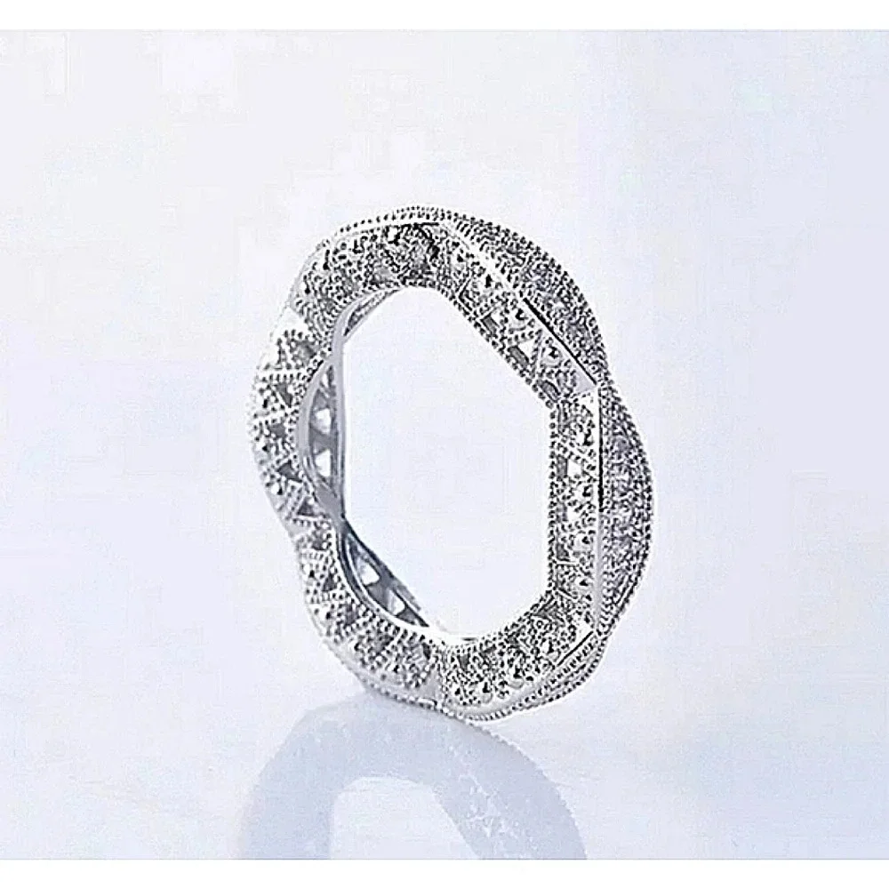NEW Women's Gold Plated Silver Eternity Simulated Diamond Band Ring‎ Sz 10